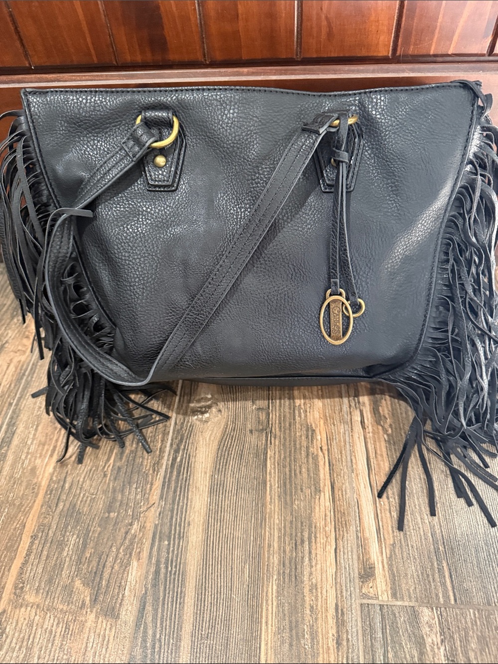 Carlos by Carlos Santana Black Fringe Shoulder Bag - Picture 1 of 2